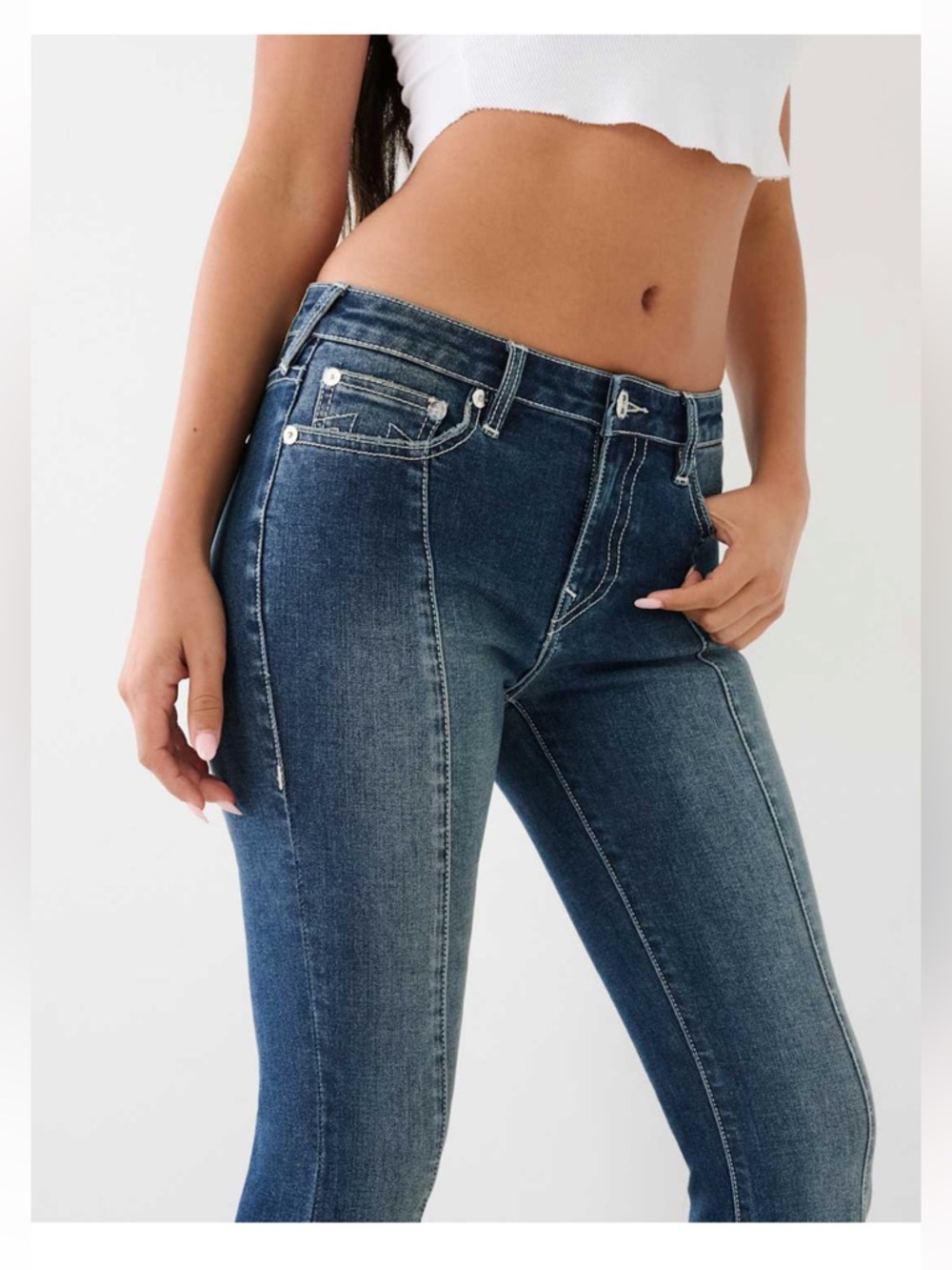 True Religion Charlie Mid Rise Seamed Flare Jeans - Picture 3 of 14